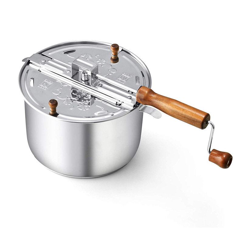 Cook N Home Stovetop Popcorn Popper with Crank, 6Quart Stainless Steel